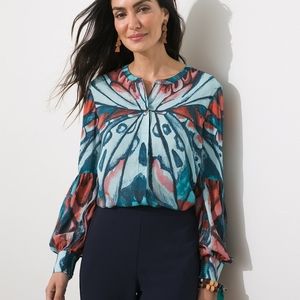 Chico’s Modal Cuff Sleeve Butterfly Top size L
